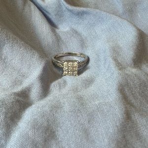 💎✨14ct WHITE GOLD Diamond Princess Cut Ring